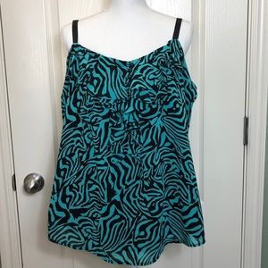 Nicole Miller Turquoise & Black Zebra Tank XL